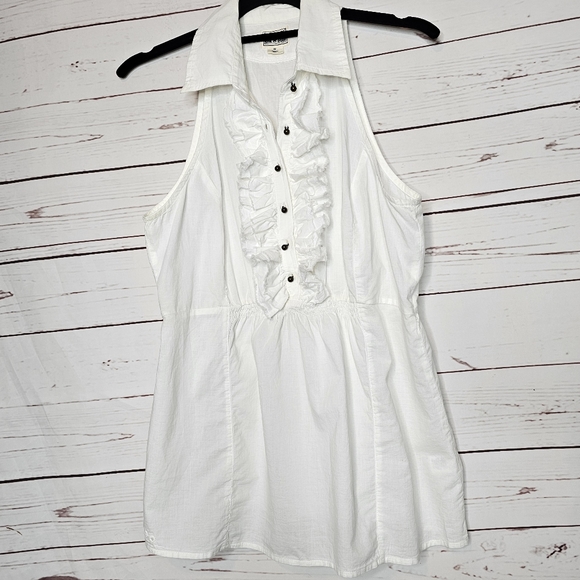 Converse One Star White Sleeveless Ruffle Top - Picture 2 of 11
